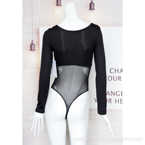 Factory Baby Rib And Mesh Jumpsuit